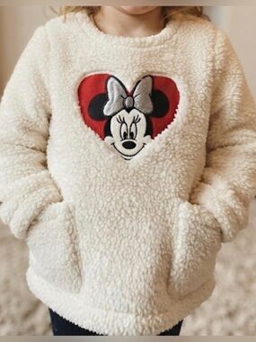 Gap baby Cream Sherpa Hoodie with Minnie Heart Patch